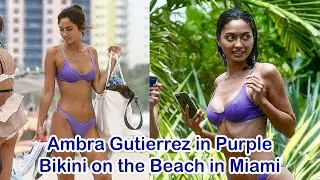 Ambra Gutierrez in Purple Bikini on the Beach in Miami