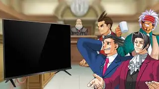 персонажы ace attorney, смотрят телевизор (ace attorney objection.lol)