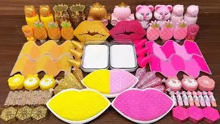 GOLD💛 vs PINK❤️I Mixing random into Glossy Slime I relaxing slime videos#