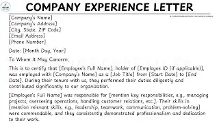 How To Write A Company Experience Letter Format Step by Step Guide | Writing Practices