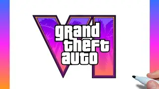 How to draw the Grand Theft Auto VI Logo / drawing gta 6 logo step by step