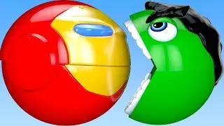 Learn Colors Hulk PACMAN VS IronMan Magic Slide and Farm Watermelon Street Vehicle for Kid