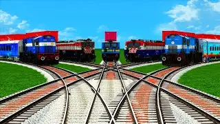 5 Passanger Trains vs Convoluted Railway Tracks🚦Bumpy Forked Railroad Track✅Train Simulator 2024