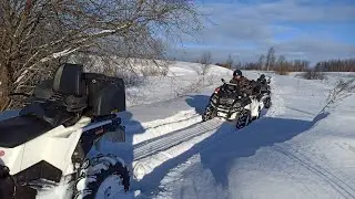 Пробуем прорваться на другой берег - Stels Guepard 650, CFmoto X8 + новая резина по глубокому снегу.