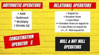 SQL operators - Arithmetic, Relational, Concatenation, NULL & NOT NULL - Day8