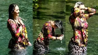 WOW....!! nafa urbach mandi keramas di sungai. habis ngapain ya ??