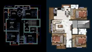 Rendering 2D Floor Plan In Photoshop || How To Render Architectural 2D Floor Plan like Professional