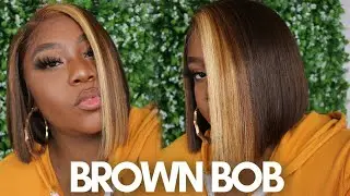 BROWN HIGHLIGHTED HD LACEFRONT BOB || ELFIN HAIR STRAIGHT BOB