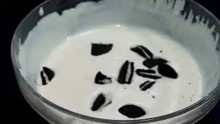 dip OREO cookies in cold creamy cheese!! to make delicious cold cheesecake no baking 5 ingredients!!