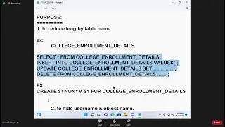 Synonyms in Oracle SQL -  Day 42