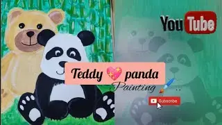 my new painting... 🐼 panda 💝 teddy 🧸... painting 🎨🖌️.... relaxing painting work...