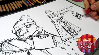 Cucumber jalapenio and his evil clone parrot how illustration is created in real time by marker.