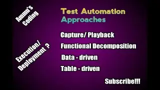 Test Automation Approaches |Capture |Functional Decomposition |Data-driven |Table-driven |Execution?