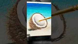 Coconut on the beach - Time lapse acrylic painting