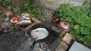 Риба хек с домати и чесън и на скара...