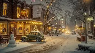 Tranquil Winter Night Street : Relaxing Smooth Jazz  Music for Cozy Evenings | Softly Falling Snow⛄