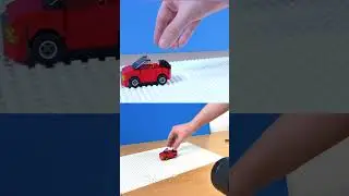 LEGO car crashing into wall