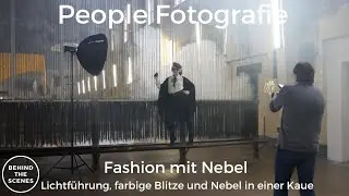 Flash and ambient light combined in a fashion & portrait photoshoot in a coal mine