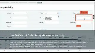 How To View Lot Code History Via Inventory Activity in Cetec ERP
