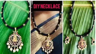 How to make beautiful black silk thread necklace@ home //hand made jewelry //diy//black love😘