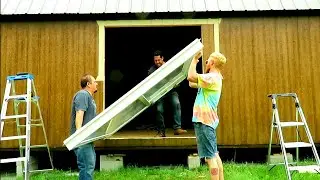 Installing a Sliding Glass Door on our 16x50 Shed Tiny Home
