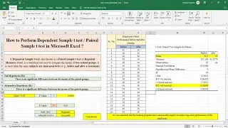 How to perform Paired sample t test I Dependent sample t test I Before After t test in Excel?