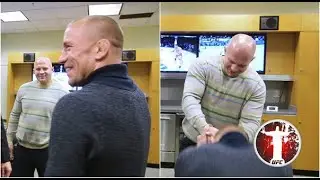 УВАЖЕНИЕ.Жорж Сен Пьер становится на колени перед Федором Емельяненко