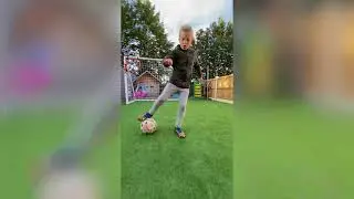 Incredibly talented young football fan performs some insane trick shots