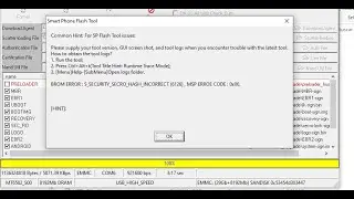 flashtool error:  BROM ERROR : S_SECURITY_HASH_INCORRECT (6126), MSP ERROE CODE :0X00
