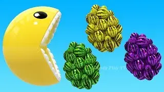 Learning Colors with 3D Pacman Watermelon Surprise Eggs for Kids Children | Learn Colors 3D Pacman