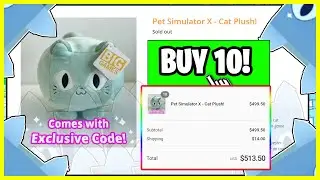 PET SIMULATOR X HE *BOUGHT 10 GIANT CATS FOR 500$!?* I PURCHASED THE GIANT CAT PLUSHIE! -ROBLOX