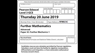 Further Mechanics 1 2019 Pearson Edexcel Further Maths A level