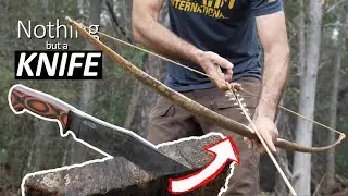Making a Primitive BOW & ARROW using only a KNIFE!