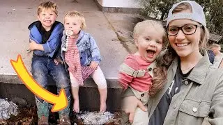 Joy-Anna Lets Evelyn Go Barefoot at the Construction Site Where Austin Is Working