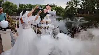 Свадьба Одинцово. Горка шомпанского, холодные фонтаны и вертушка.