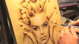 Airbrush portrait illustration on Canvas, by El Piti - Speedpainting Video