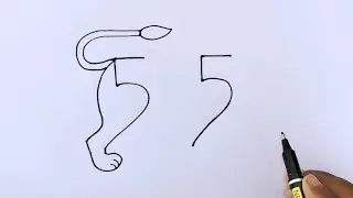 How To Draw Lion With 55 Number | How To Turn 55 Into Lion Drawing