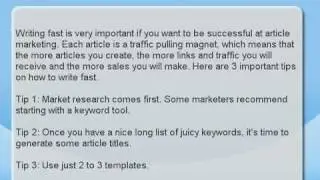 Article Writing Tips - How to Write Fast