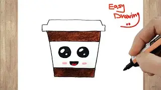 How to draw a cute coffee cup step by step | DRAWING A CUTE COFFEE CUP  EASY