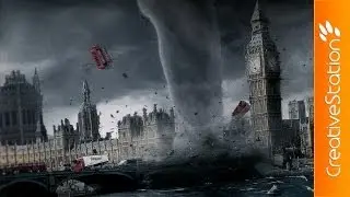 Monster Tornado destroys Westminster Bridge - Speed art ( 