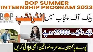 Bank of Punjab BOP Summer Internship Program 2023
