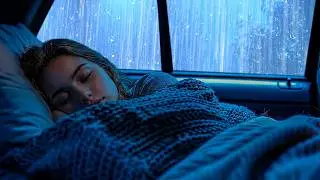 Goodbye Fatigue to Fall Asleep Fast with Heavy Rain & Dense Thunderstorm Sounds on Car Roof at Night