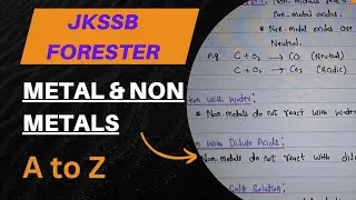 JKSSB Forester || Science || Metals and Non Metals || All Concepts ||