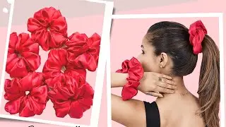 Diy Satin silk scrunchies 🎀| Invisible Stitch | Scrunchies at home by hand sewing | Hair accessories