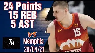 Nikola Jokic Full Highlights vs Memphis Grizzlies. 24 Points 15 Rebounds  5 Assists.