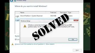 Windows Cannot Be Installed to This Disk. The Selected Disk Has an MBR Partition Table