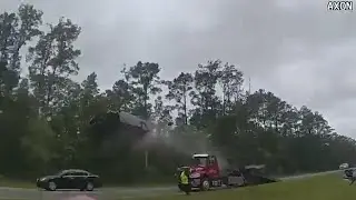 Distracted Florida Driver Launches Car Off Tow Truck Ramp at High Speed on Highway