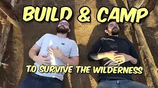 8 Hours To Build A Shelter & Survive Below Freezing - My Friend has Never Been Camping :)