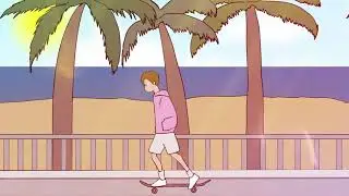 Skating on beach animation loop