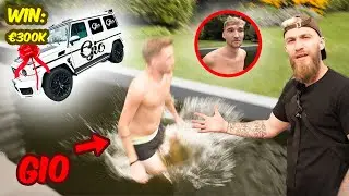 GIO LATOOY SPRINGT IN VIJVER VOOR GRATIS AUTO! (PRANK GAAT FOUT)😨